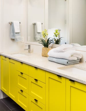 go bold with your bathroom vanity cabinets